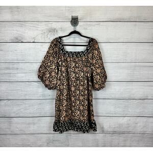 Clara The Label Women's Waverly Boho Floral Puff Sleeve Square Neck Dress Small